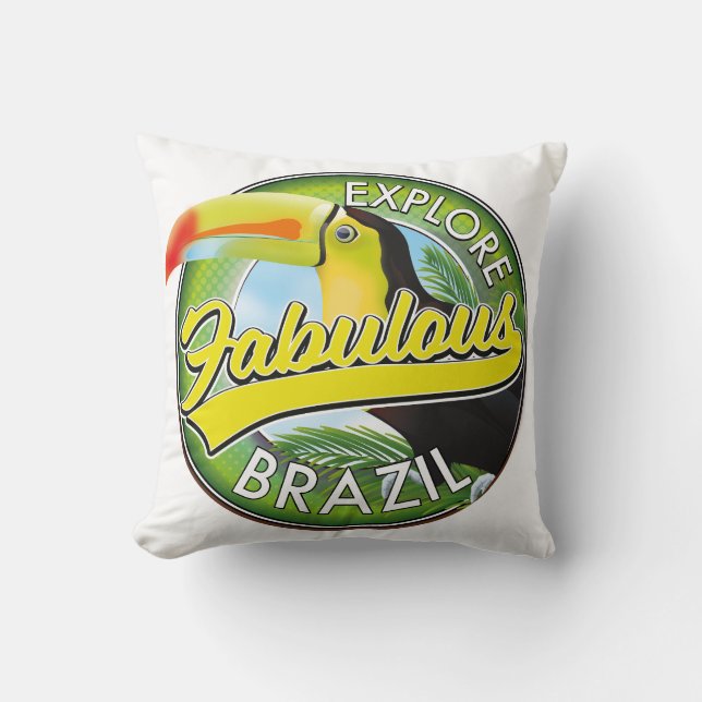 Explore Fabulous Brazil Logo Magnet Throw Pillow (Front)