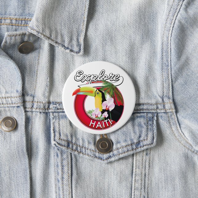 Explore Haiti logo travel patch. Button (In Situ)