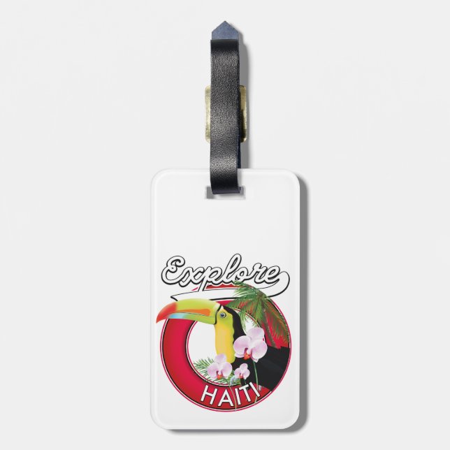 Explore Haiti logo travel patch. Luggage Tag (Back Vertical)
