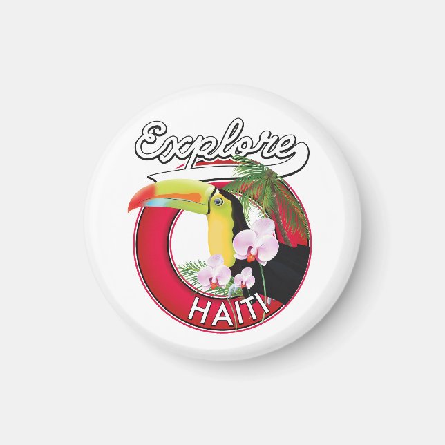 Explore Haiti logo travel patch. Magnet (Front)