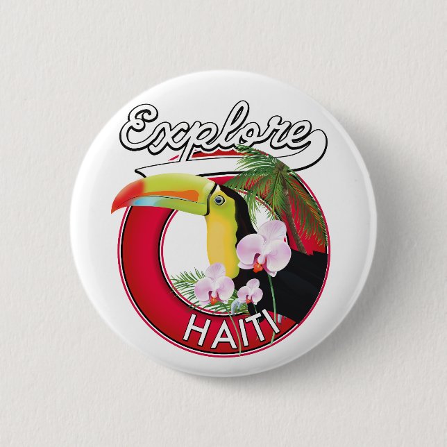 Explore Haiti logo travel patch. Poster Button (Front)
