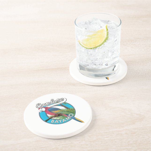 Explore Hawaii retro logo Coaster (Side)