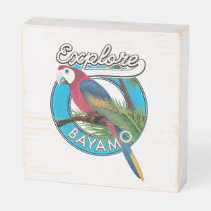 Explore Hawaii retro logo Wooden Box Sign