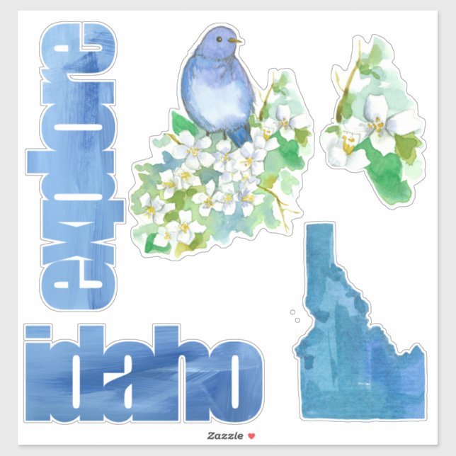 Explore Idaho Bluebird Syringa Flower Sticker (Sheet)