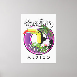 explore Isla Holbox beach mexico travel patch Canvas Print