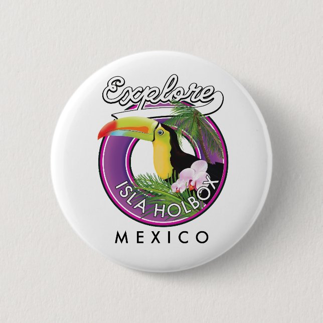 explore Isla Holbox beach mexico travel patch Post Button (Front)