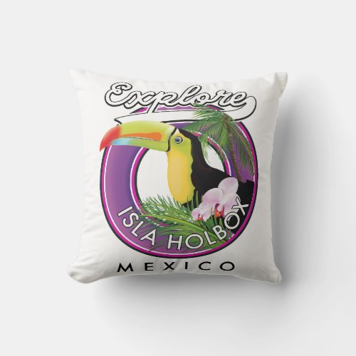 explore Isla Holbox beach mexico travel patch Throw Pillow