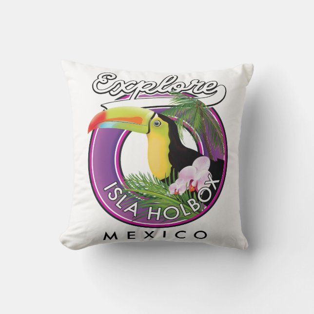 explore Isla Holbox beach mexico travel patch Throw Pillow (Front)