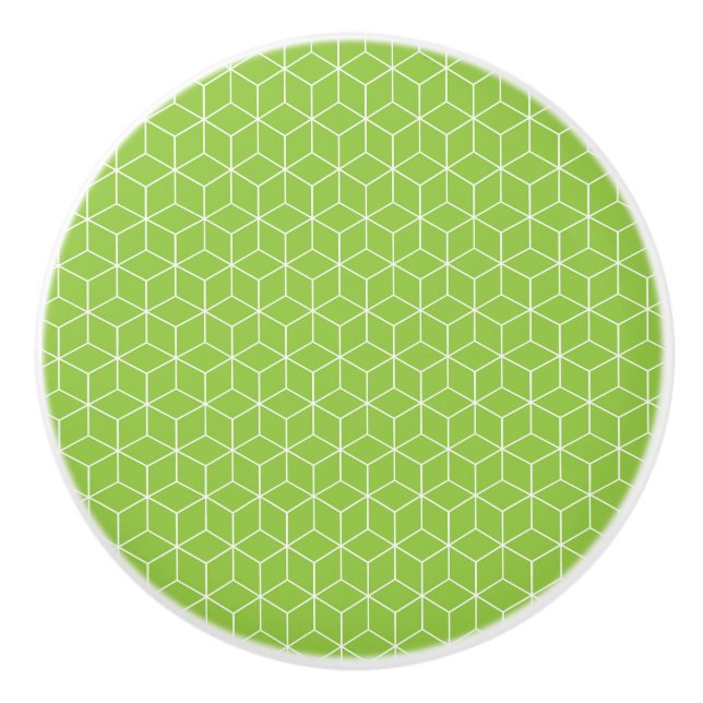 Explore Modern Optical Illusions with Cube Pattern Ceramic Knob (Front)
