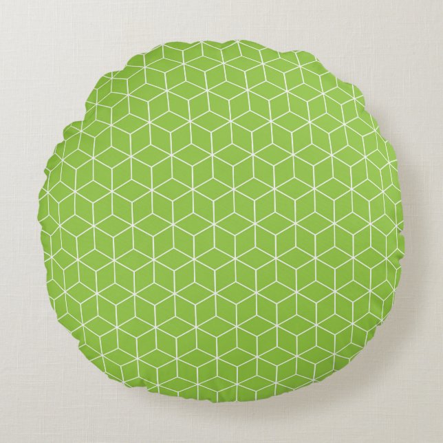 Explore Modern Optical Illusions with Cube Pattern Round Pillow (Front)