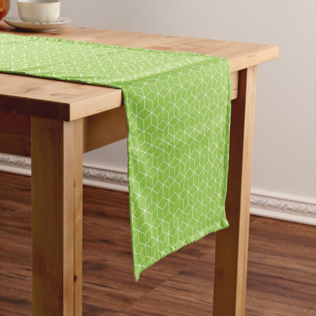 Explore Modern Optical Illusions with Cube Pattern Short Table Runner (In Situ)