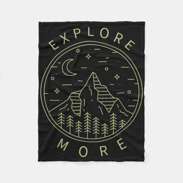 Explore More Minimalist Mountains Hiking Hiker Roc Fleece Blanket (Front)