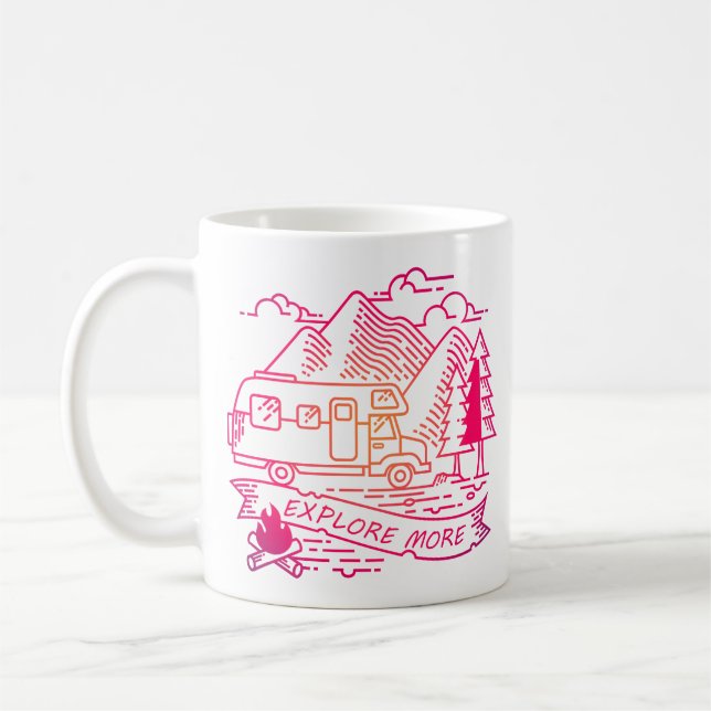 Explore More Pink Camper Van Mountain Nature Lover Coffee Mug (Left)