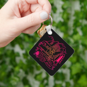 Explore More Pink Camper Van Mountain Nature Lover Keychain