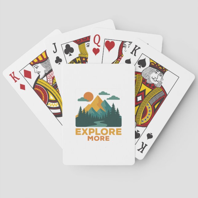 Explore More – Retro Mountain & Forest Adventure Poker Cards (Back)