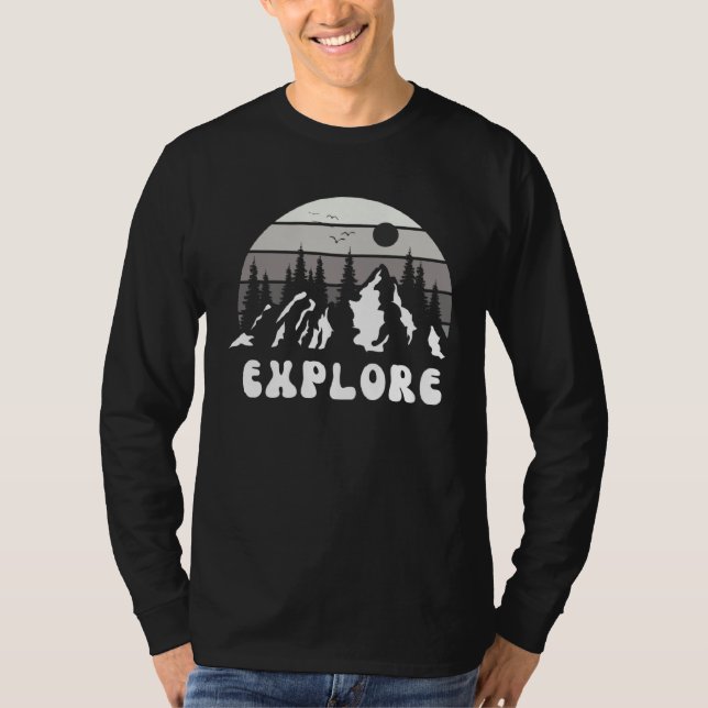 Explore Mountain Nature Hiking Camping Travel Road T-Shirt (Front)