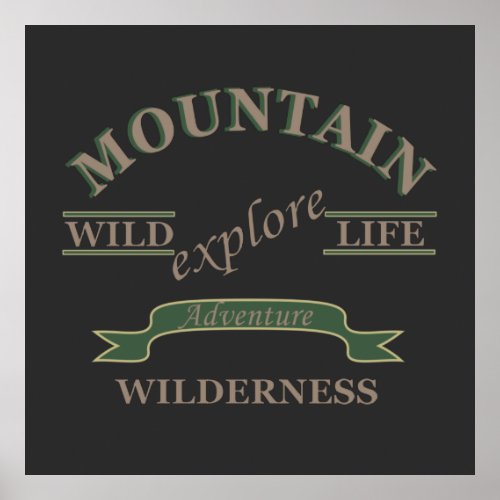 Explore mountain wild life adventure poster