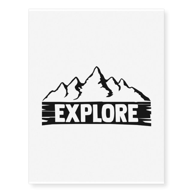 Explore Mountains (Black) Temporary Tattoos (Front)