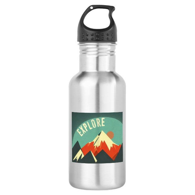 Explore Mountains Stainless Steel Water Bottle (Front)