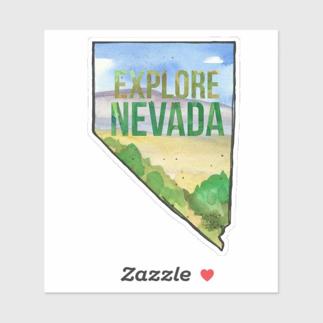 Explore Nevada Desert Landscape State Shape  Sticker (Sheet)