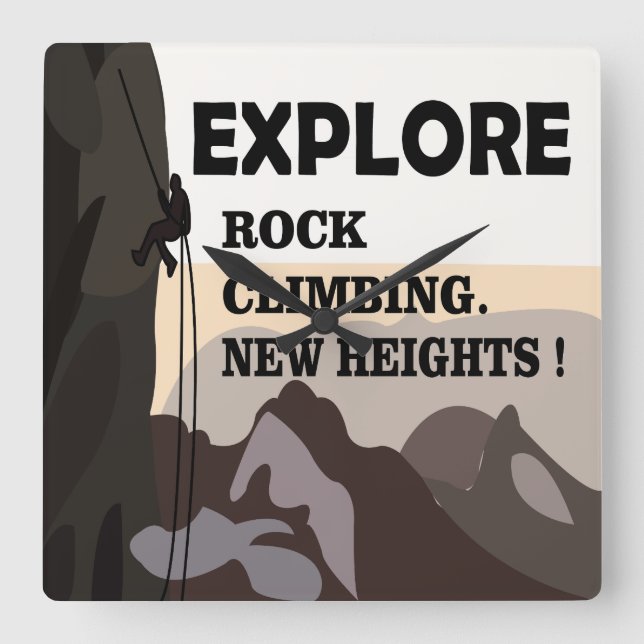 Explore New Heights Rock Climbing  Square Wall Clock (Front)