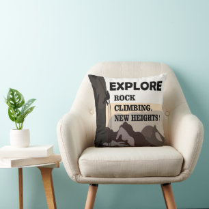 Explore New Heights Rock Climbing  Throw Pillow