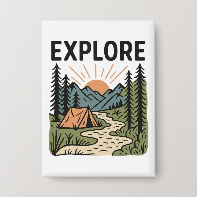Explore Outdoor Adventure Camping Hiking Button (Front)