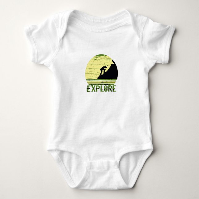 Explore outdoor hiking logo for hikers baby bodysuit (Front)