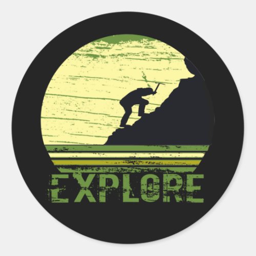 Explore outdoor hiking logo for hikers classic round sticker