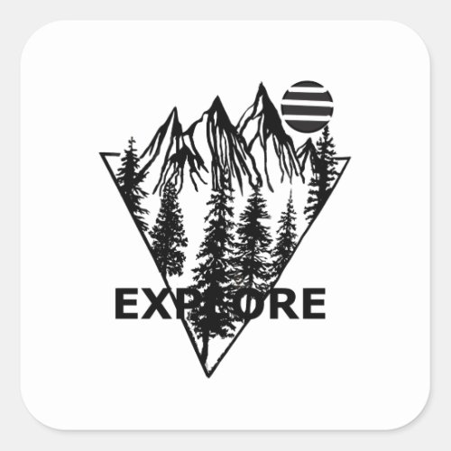 explore outdoor wild pine trees square sticker
