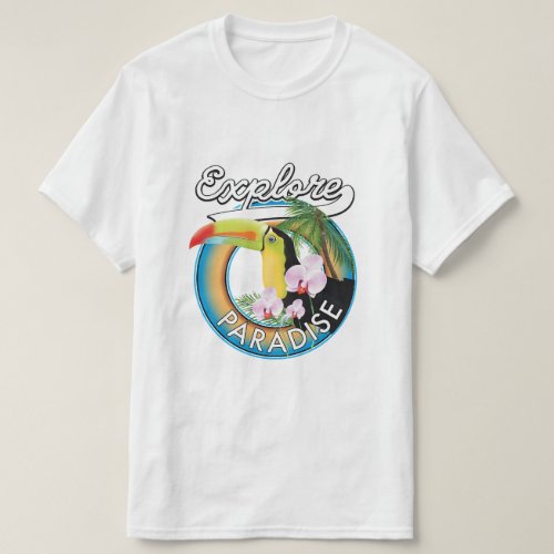 Explore Paradise Travel logo cartoon T_Shirt