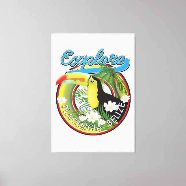 Explore Placencia Belize travel logo Canvas Print (Front)