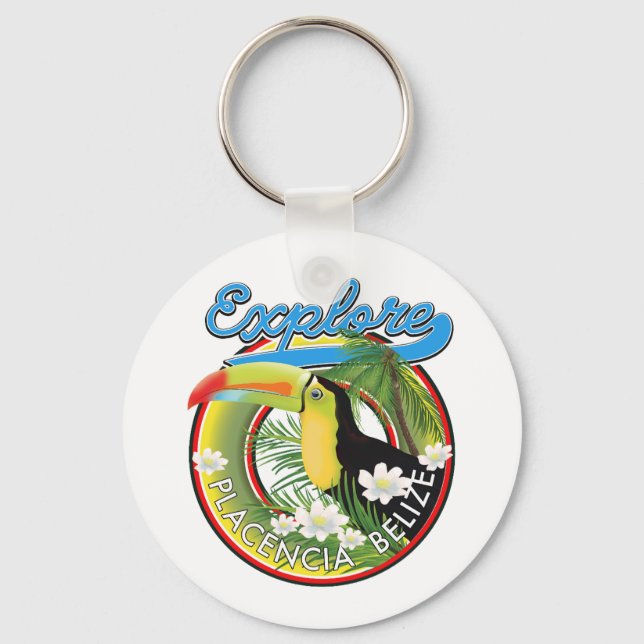 Explore Placencia Belize travel logo Keychain (Front)