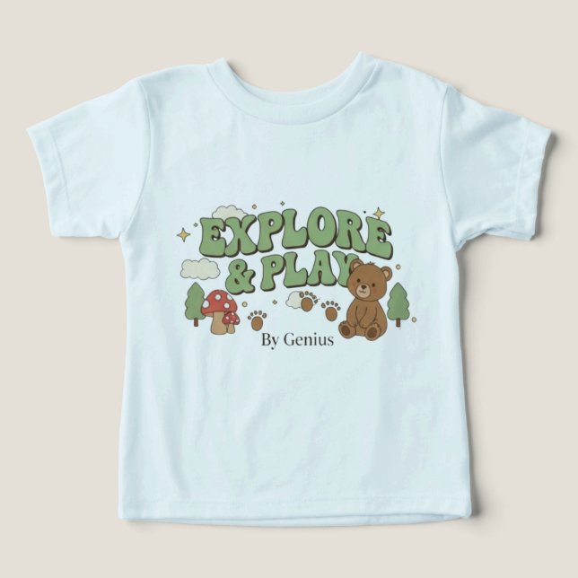 Explore & Play T-Shirt, Groovy Retro Forest Bear C Toddler T-shirt (Design Front)