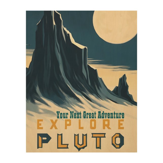 Explore Pluto Vintage Travel Poster - Retro Space (Front)
