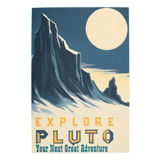 Explore Pluto Vintage Travel Poster - Retro Space