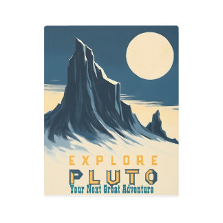 Explore Pluto Vintage Travel Poster - Retro Space