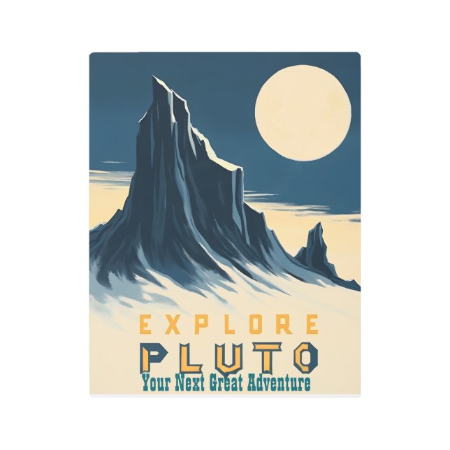 Explore Pluto Vintage Travel Poster - Retro Space (Front)