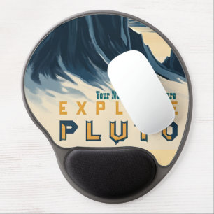 Explore Pluto Vintage Travel Poster - Retro Space Gel Mouse Pad