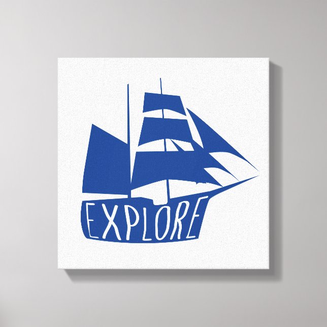 Explore Sailboat Nursery Art Canvas Print (Front)