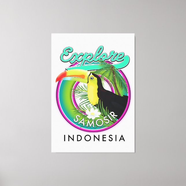explore Samosir indonesia travel logo Canvas Print (Front)