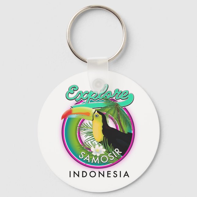explore Samosir indonesia travel logo Keychain (Front)