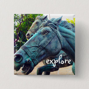 Explore Script Turquoise Horses Antique Statue Button