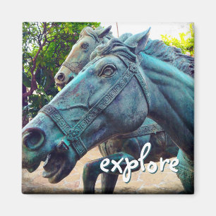 Explore Script Turquoise Horses Antique Statue Magnet