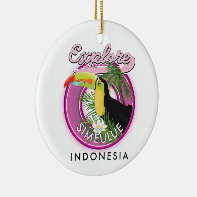 Explore Simeulue Indonesia logo. Ceramic Ornament (Right)