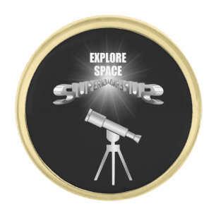 Explore space gold finish lapel pin