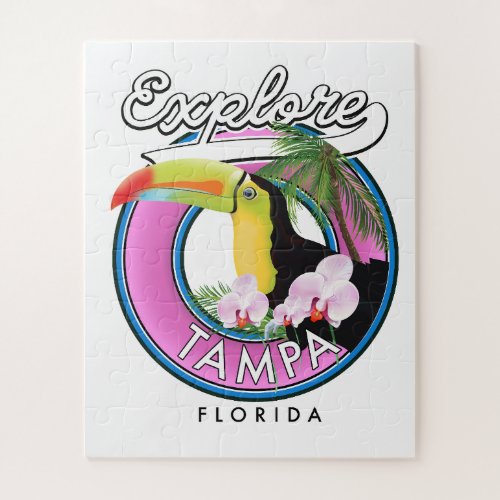 Explore Tampa Florida retro logo Jigsaw Puzzle