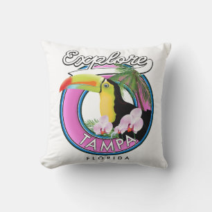 Explore Tampa Florida retro logo Throw Pillow