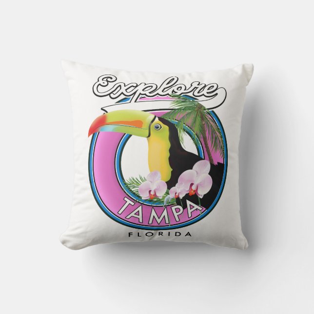 Explore Tampa Florida retro logo Throw Pillow (Front)