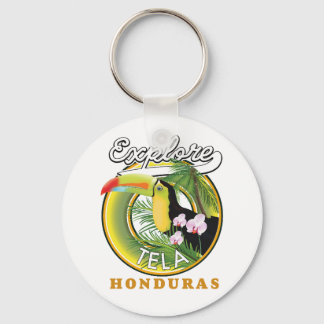 Explore Tela Honduras travel logo Keychain